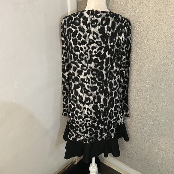 Rachel Zoe Black/White Animal Print Dress Tunic 2 Long Sleeve Mobwife Dopamine - Picture 3 of 14